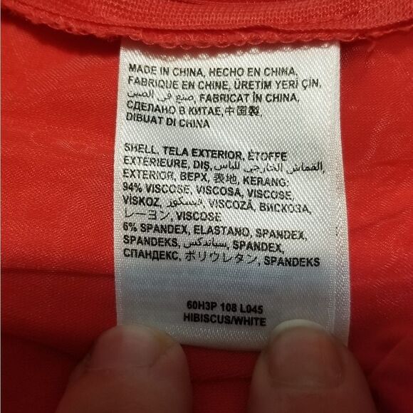 BEBE white/red longsleeve peplum style blouse - Picture 4 of 6